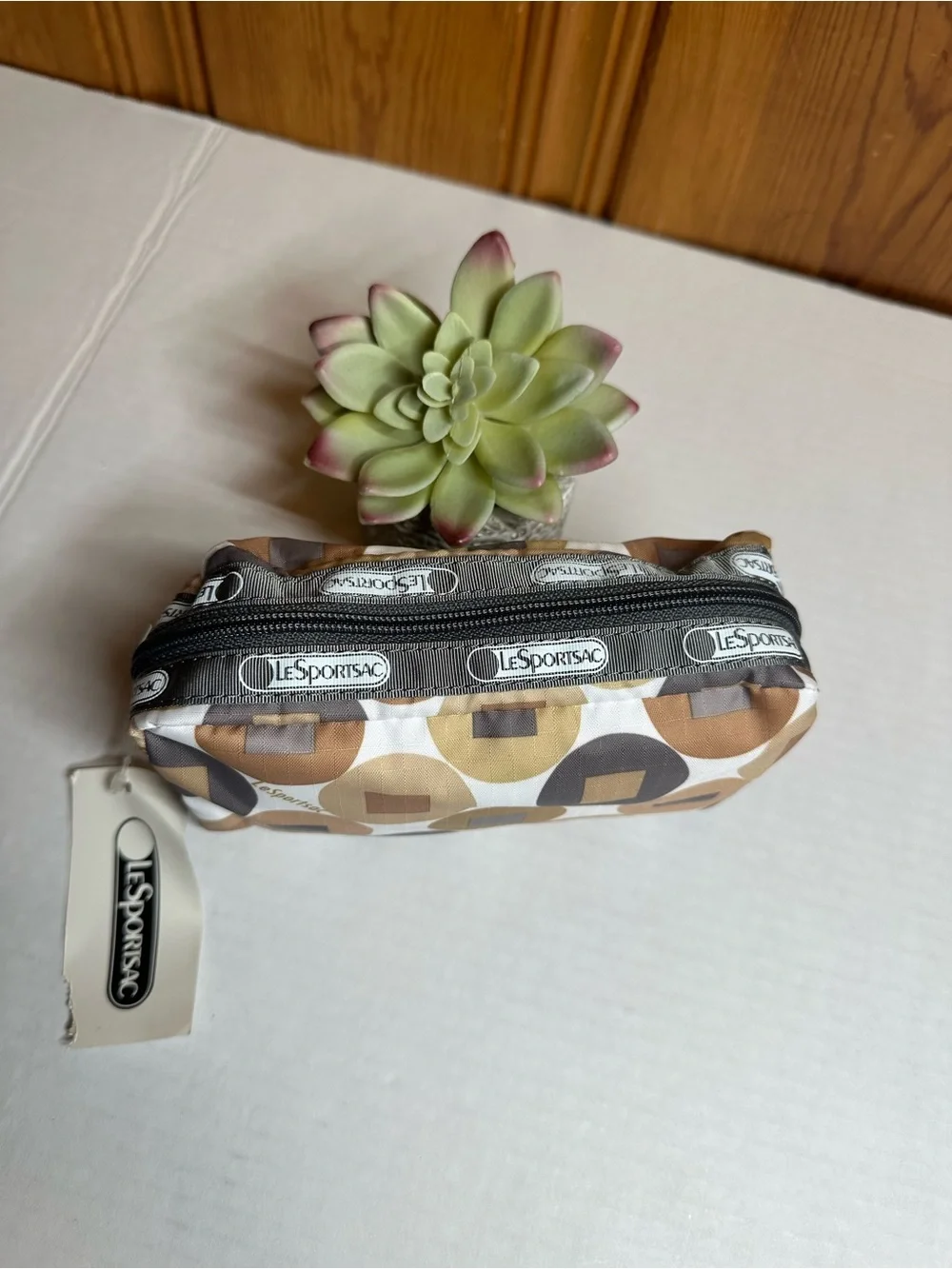 Lesportsac Dual-Pack Men's Toiletry Pouches in Gray Floral and Tan Geo